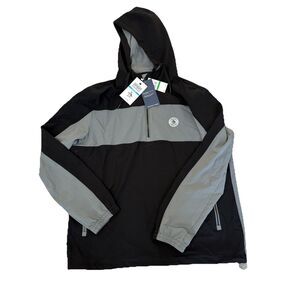 Original Penguin Sport 1/4‎ Zip Hooded Jacket Mens Gray Black Large NWT $110